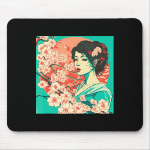 Mousepad Flor de Cerejeira Vintage Sakura Arte Japonês Anim