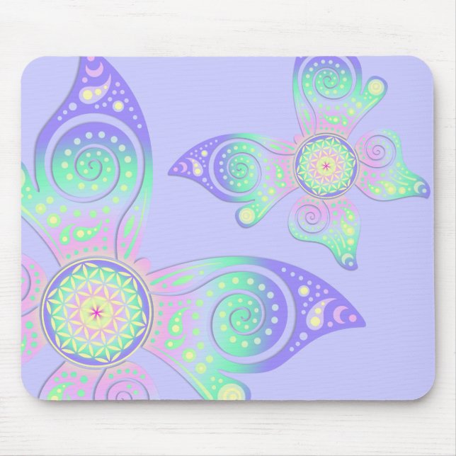 Mousepad Flor de DES Lebens da vida/Blume - borboleta (Frente)
