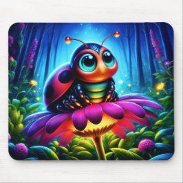 Mousepad Flor de fantasia brilhante de Ladybug encantada