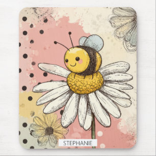 Mousepad Flor de Fantasia e Abelha – Floral Aconchegante (1