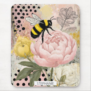 Mousepad Flor de Fantasia e Abelha – Floral Aconchegante (2