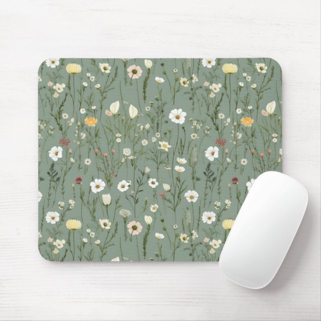 Mousepad Flor de Flor Dusty Sage Floral Green (Com mouse)