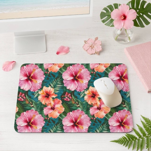 Mousepad Flor de Hibisco Tropical Colorida (Criador carregado)
