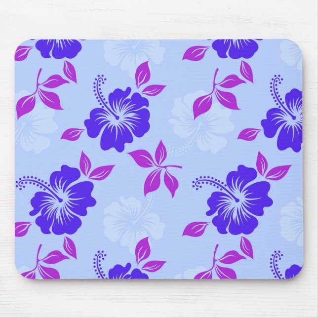 Mousepad Flor de Hibiscus Púrpura Azul Violeta (Frente)