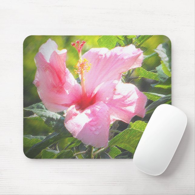 Mousepad Flor de Hibiscus Rosa (Com mouse)