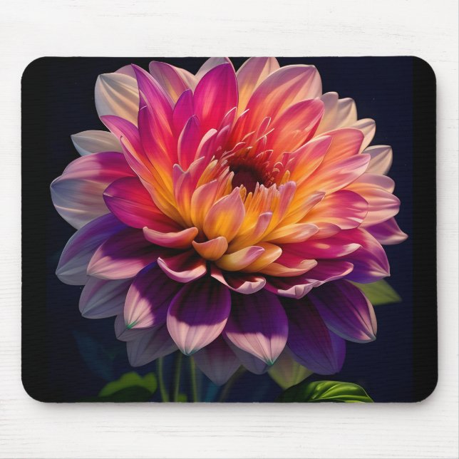Mousepad Flor de Laranja Quente e Dália Rosa (Frente)