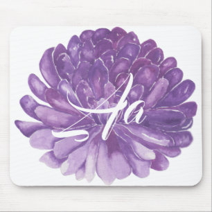 Mousepad "Flor de Lavanda/Esquema de Aquarela"