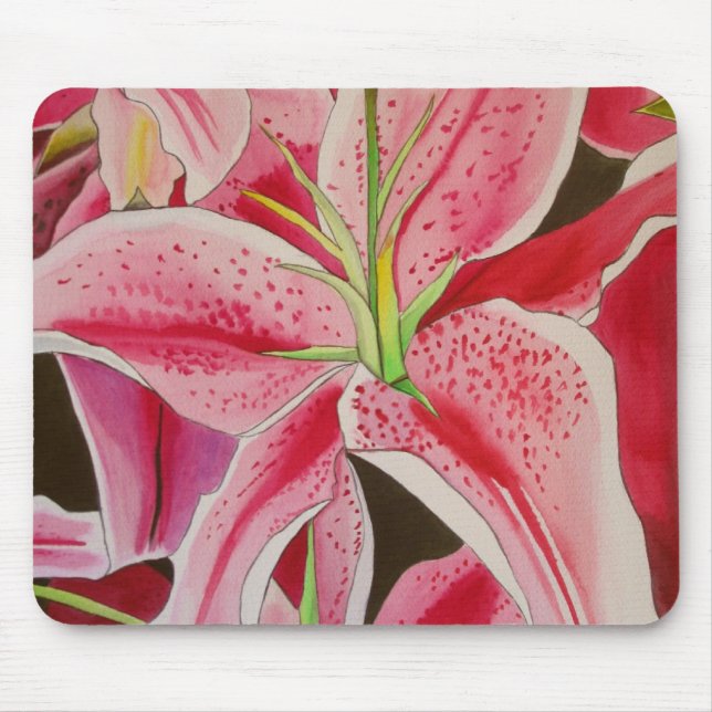 Mousepad Flor de lírio rosa Stargazer (Frente)