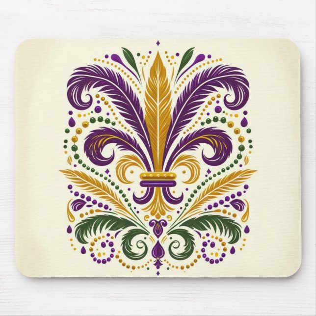 Mousepad Flor de lis, de cor verde, amarela (Frente)