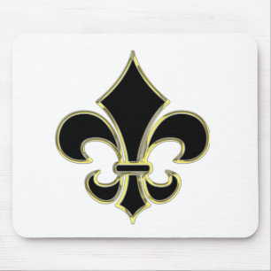 Mousepad Flor de lis preta & Dourado de Geaux