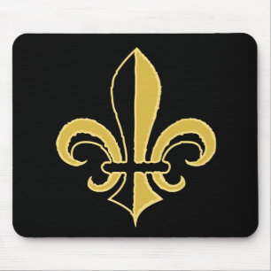 Mousepad Flor de lis preta e Dourado