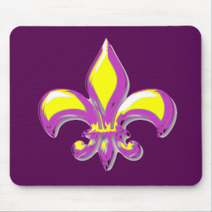 Mousepad Flor de lis roxa & Dourado