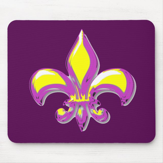 Mousepad Flor de lis roxa & Dourado (Frente)