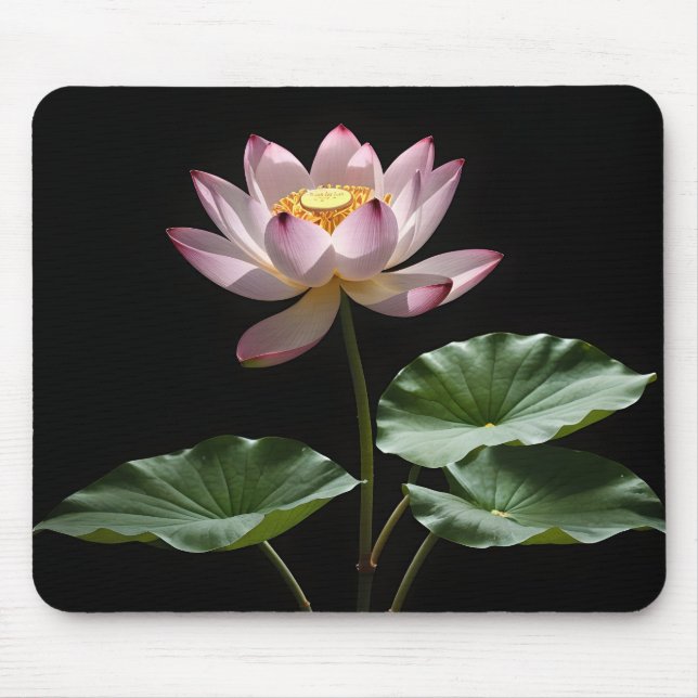 Mousepad Flor de lótus com folhas de arte digital (Frente)