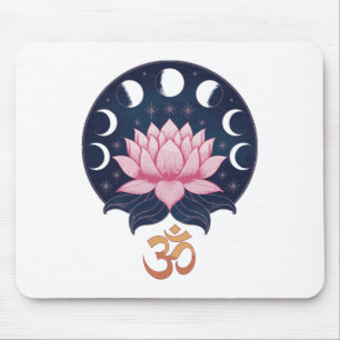 Mousepad Flor de Lótus Fases da Lua Zen Amante de Yoga Espi