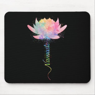 Mousepad Flor de Lótus Namaste Yoga Aquarela Meditação Zen