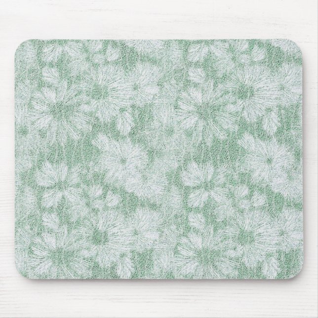Mousepad Flor de Margarida Veludo Verde Menta  (Frente)