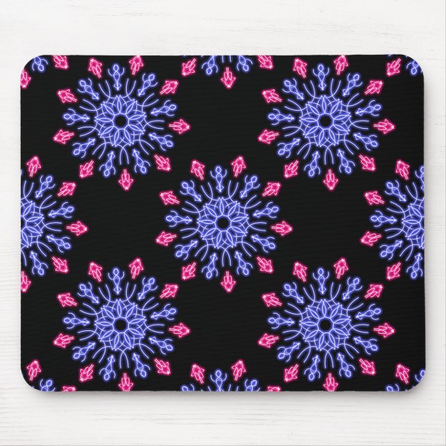 Mousepad Flor de néon azul e vermelha (Frente)