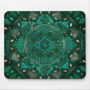 Mousepad Flor de ouro malaquita de Arte Ponto de Vida