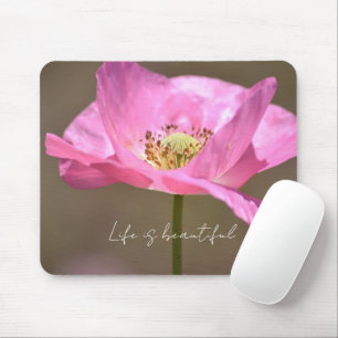 Mousepad Flor de Papoula da Islândia Rosa (fotografia por m