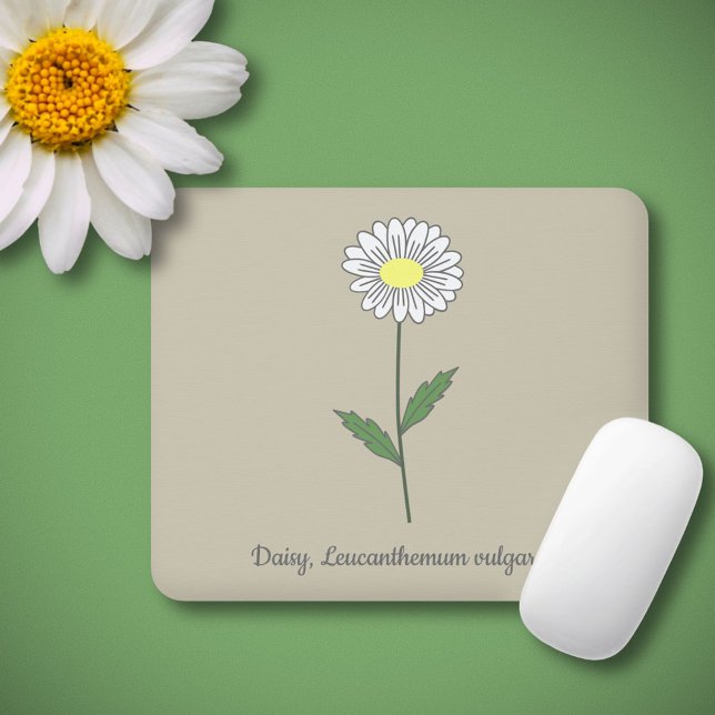 Mousepad Flor de Pastel de Margarida Botânica (Botanical Daisy Flower Mouse Pad)