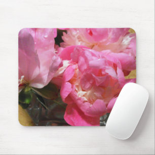Mousepad Flor de Peônia Rosa Bonita para Casa e Escritório