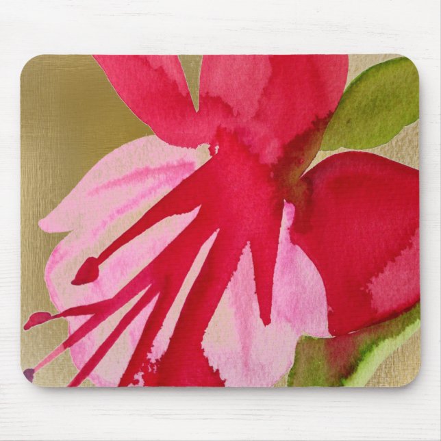 Mousepad Flor de pop de cor da água rosa Fuchsia (Frente)