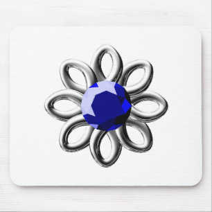 Mousepad Flor de prata com pedra azul