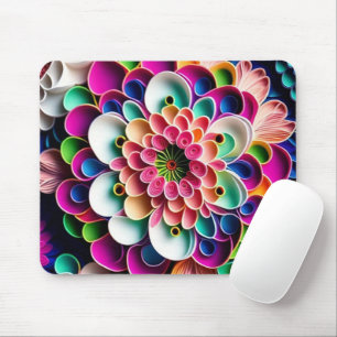 Mousepad Flor de preenchimento colorido de papel 3D