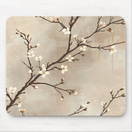 Mousepad Flor de Ramo Minimalista Branco Elegante