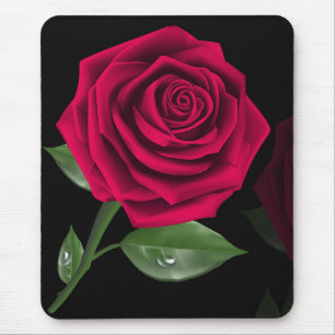 Mousepad Flor de Rosa vermelha Borgonha Elegante