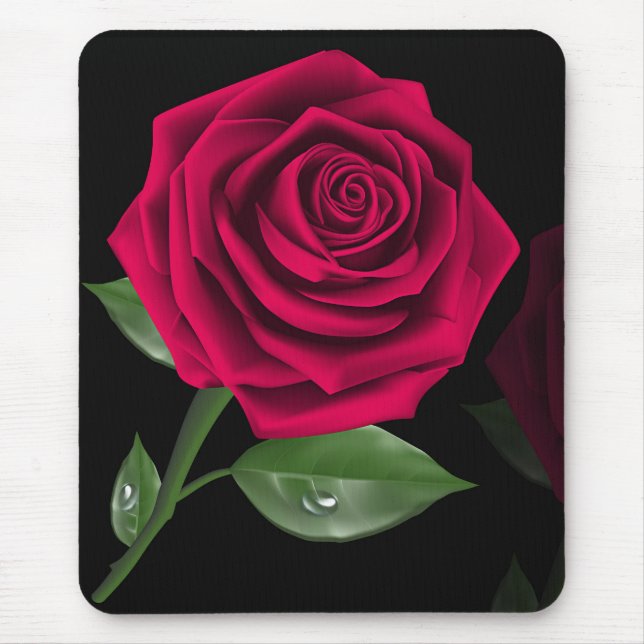 Mousepad Flor de Rosa vermelha Borgonha Elegante (Frente)