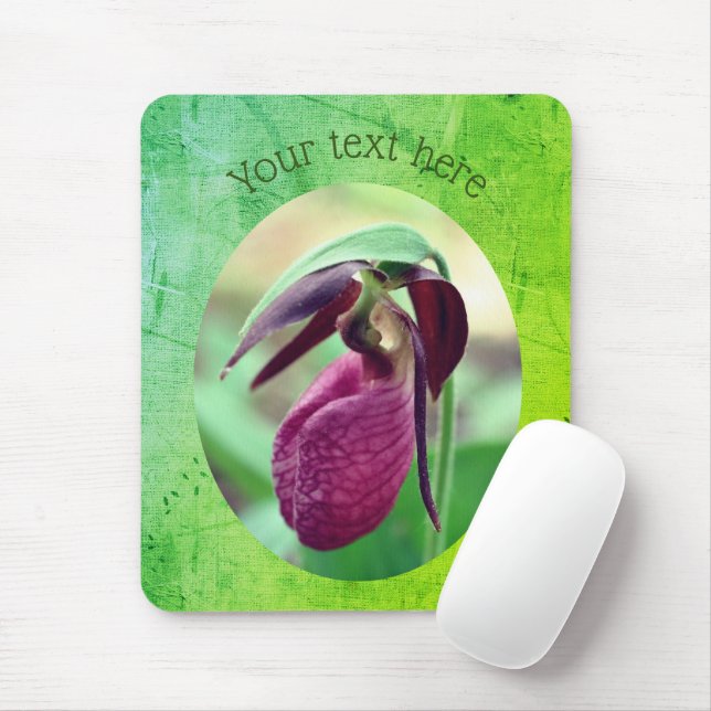 Mousepad Flor de Senhora Rosa Slipper Orchid Personalizado  (Com mouse)