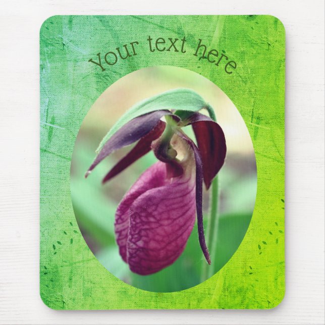 Mousepad Flor de Senhora Rosa Slipper Orchid Personalizado  (Frente)
