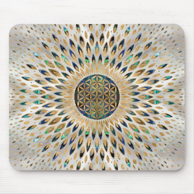 Mousepad Flor de Vida - Abalone Shell e Pearl (Frente)