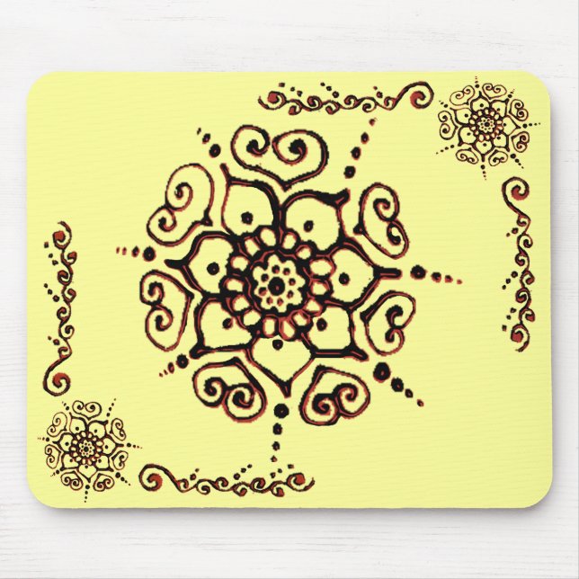 Mousepad Flor Do Amor (Henna) (Laranja) (Frente)
