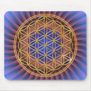 Mousepad Flor do ouro da vida  , grande, luz do ble
