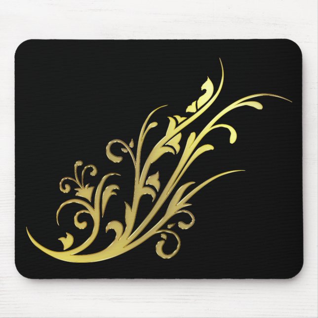 Mousepad Flor Dourada abstrato Luxury Faux (Frente)