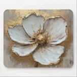 Mousepad Flor Dourada branca de pintura a óleo<br><div class="desc">Mouses pads Florais mais Bonito na Loja Little Bayleigh!</div>