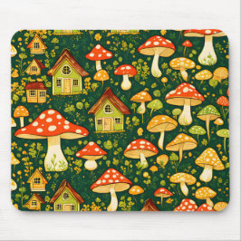 Mousepad Flor e cogumelo, de cômodo verde e de ouro