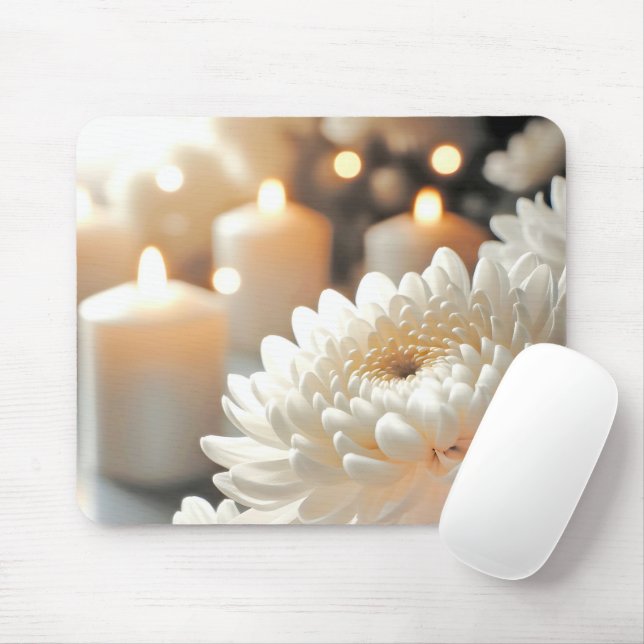 Mousepad Flor e Velas de crisântemo (Com mouse)