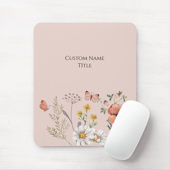 Mousepad Flor Floral de Pêssego Blush (Com mouse)