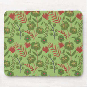 Mousepad Flor floral verde, sem costura, ramal, folha