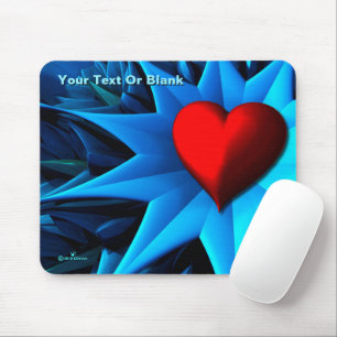 Mousepad Flor Fractal Blue Heart