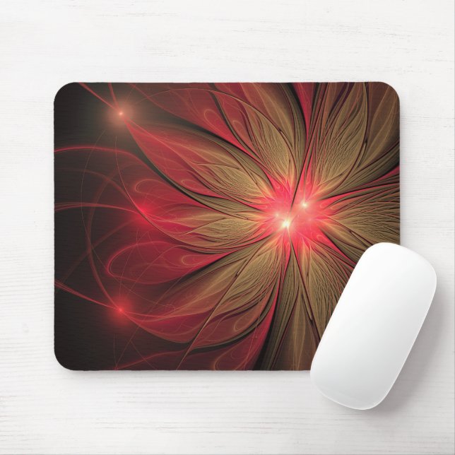 Mousepad Flor fractal de fanfarrão vermelho (Com mouse)