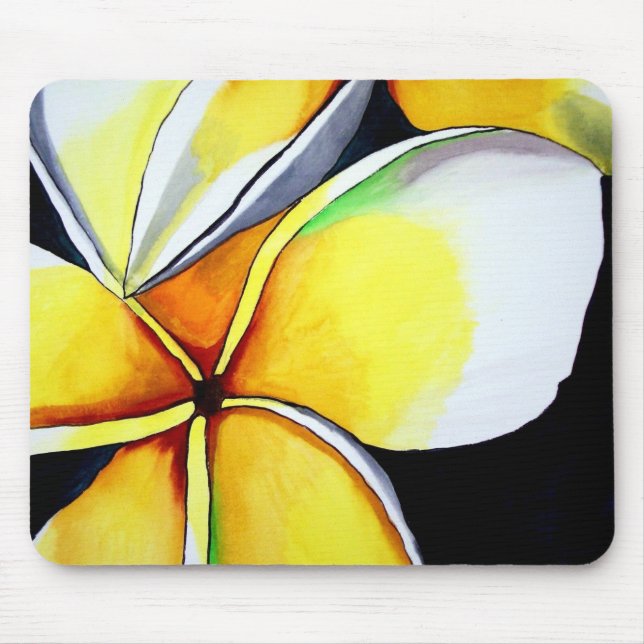 Mousepad Flor Frangipani aquarela pintura original (Frente)