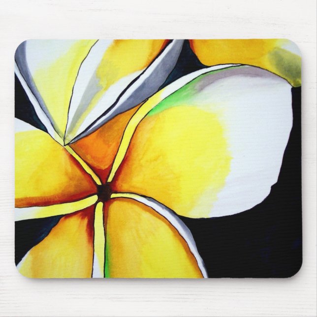 Mousepad Flor Frangipani aquarela pintura original (Frente)