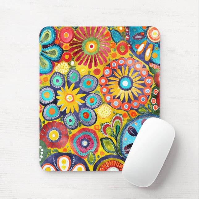 Mousepad Flor Hippie Divertido Padrão (Com mouse)