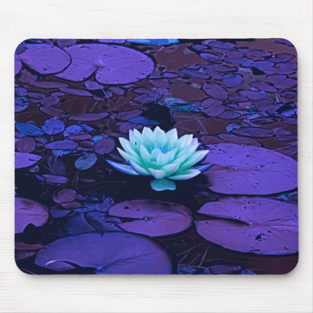Mousepad Flor Lótus Púrpura Azul Turquesa Floral (Frente)