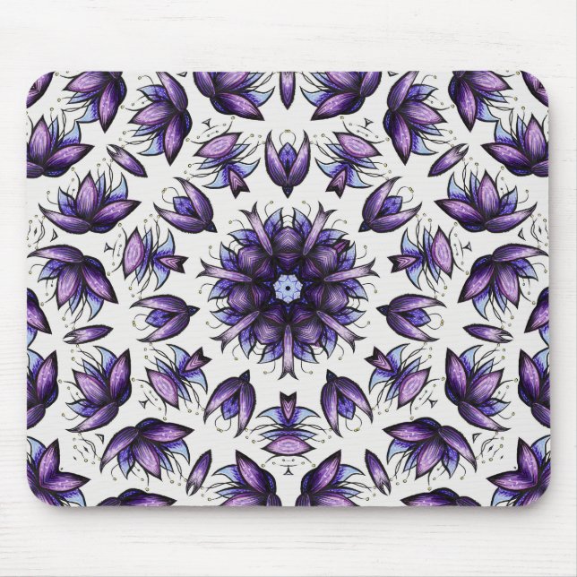 Mousepad Flor Mandala Abstrato Kaleidoscópico Padrão (Frente)